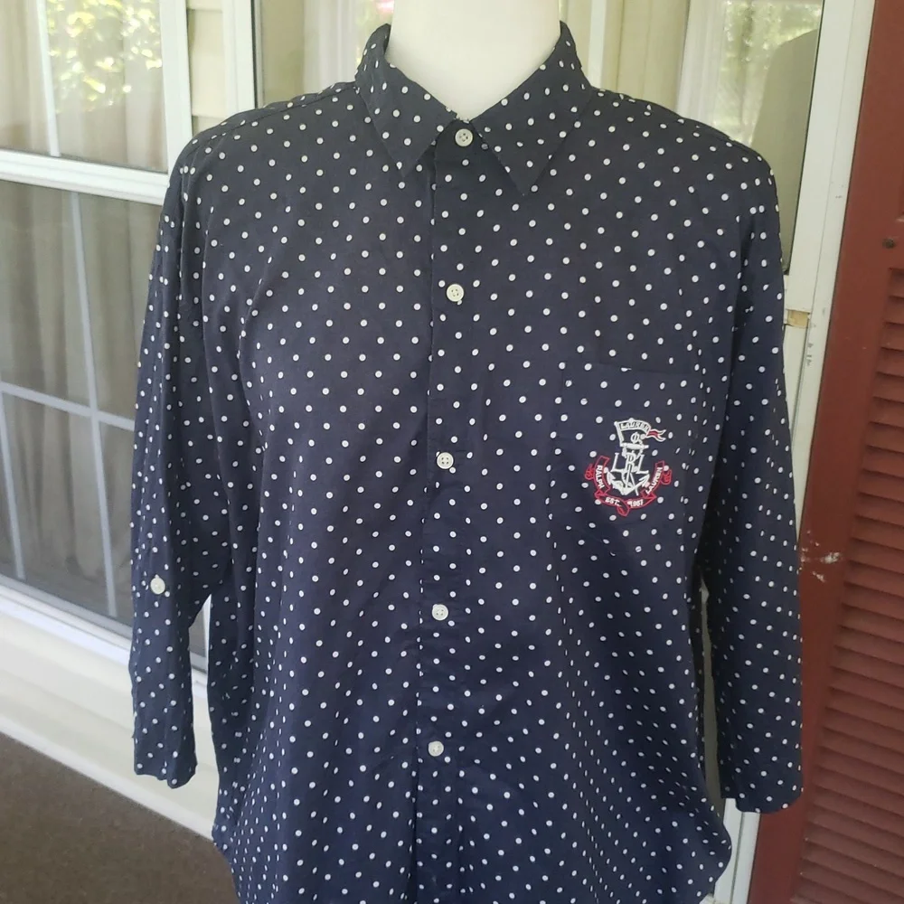 LRL RALPH LAUREN Capri Style Polka Dot Pajama Set - Navy - Picture 3 of 12